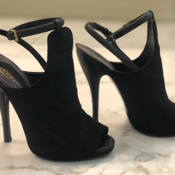 Gucci Suede Booties Open Toe size 39 - Picture 2 of 5